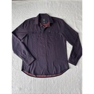 Armani Exchange Button Up Shirt Men M Burgundy Button-Down CollaredLogo